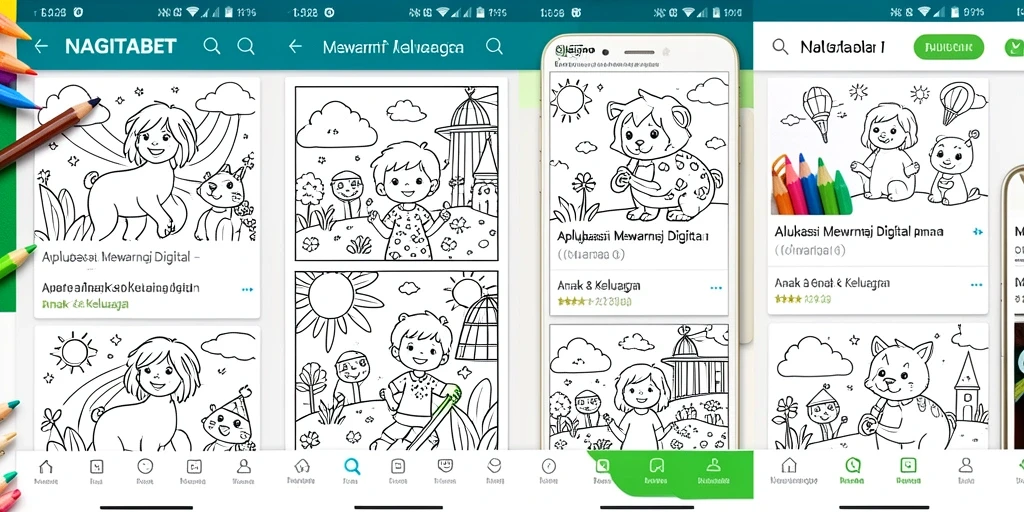 Antarmuka NAGITABET yang menyenangkan untuk anak-anak saat mewarnai.